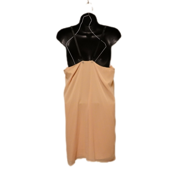 ALICE+OLIVIA Kirby Peach Silk Chiffon Slip Dress with Leather Detail, Medium - Picture 5 of 8